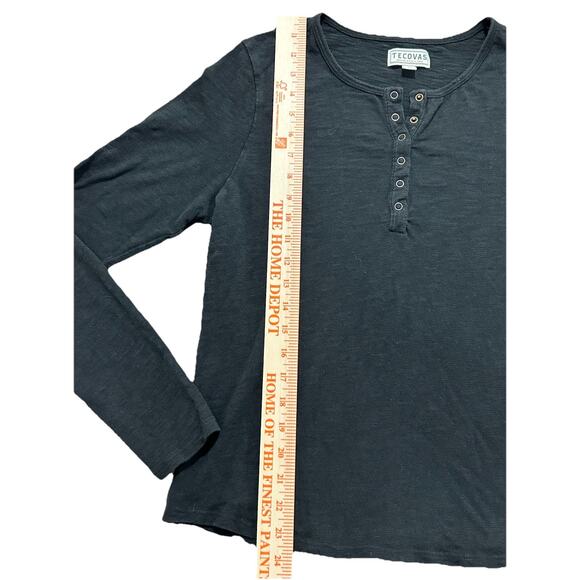 Tecovas Women’s L Cotton Slub Henley Onyx - Picture 2 of 7
